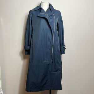Club Monaco Cotton/Nylon Navy Zipper Closure Trench Coat size XS